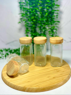 بانکه ادویه شیشه ای درب بامبو