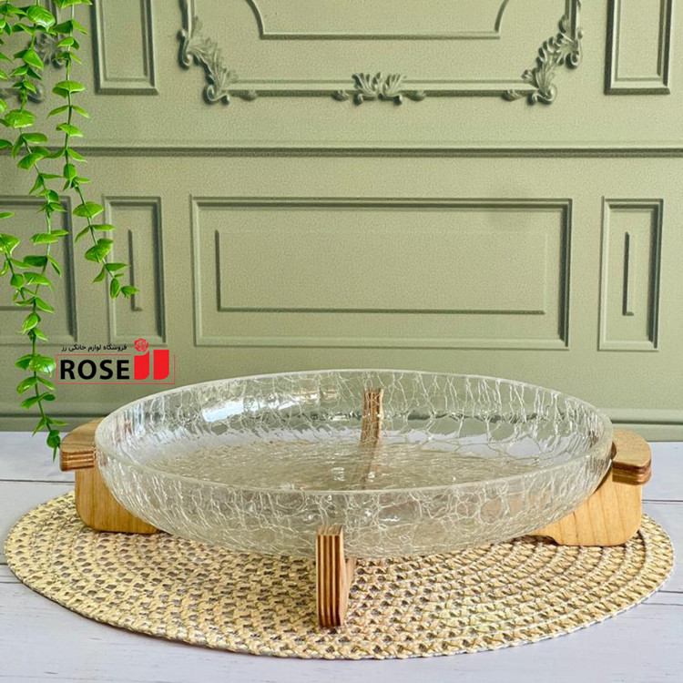 شیرینی خوری ابگز شیشه پایه چوبی