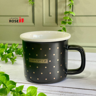 ماگ سرامیکی دسته دار مشکی با توپی طلایی