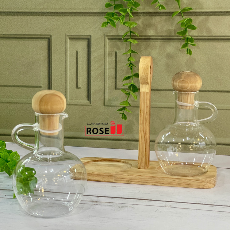 جای ابلیمو وروغن زیتون پیرکس همراه استند بامبو